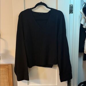 Dynamite Black Ribbed V-Neck Top Size L